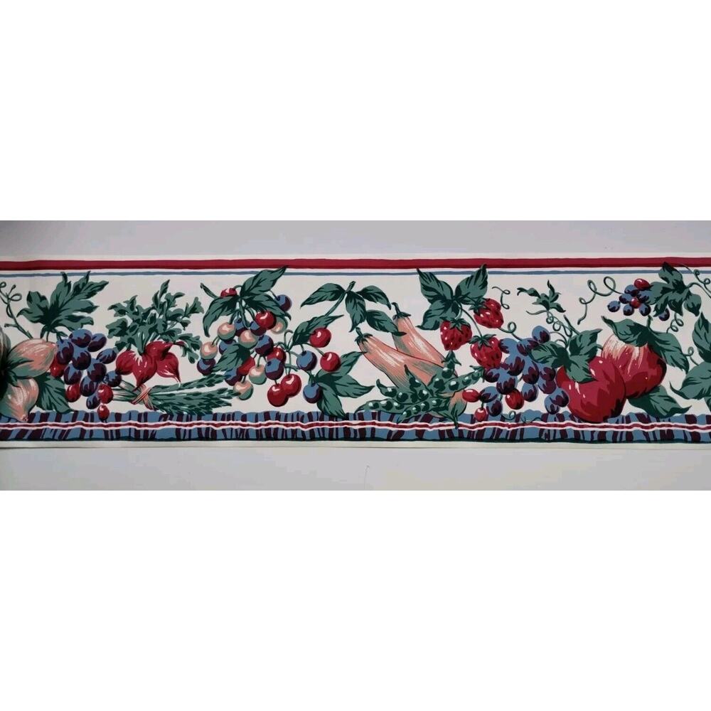 York Pre-pasted Decorative Border -5yds - Vegetables Fruits Floral